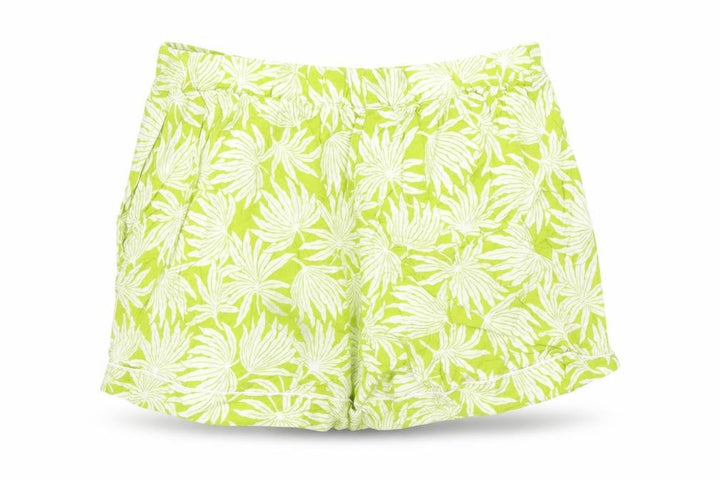 Uniqlo Womens Green Floral Viscose Bermuda Shorts Size M Regular Pull On