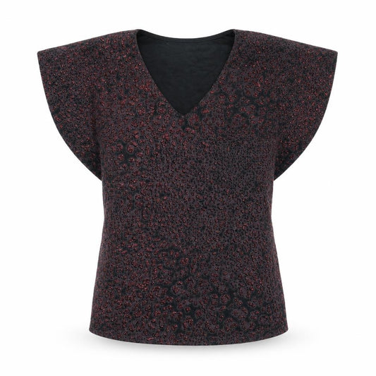 Front view of Principles women’s black nylon basic blouse, size UK 12, v-neck