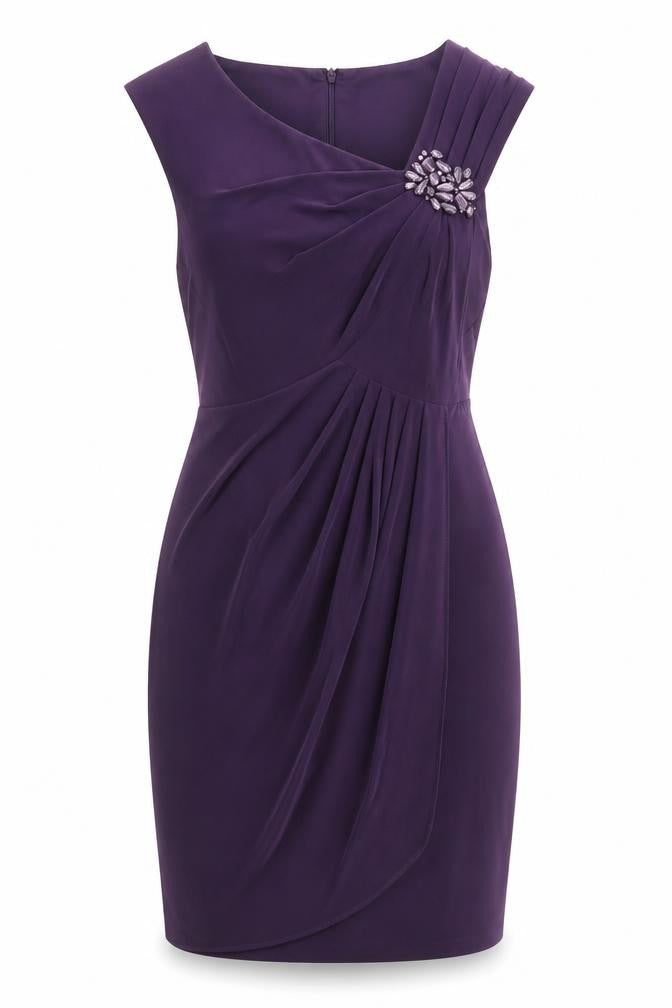 Jessica Howard Womens Purple Polyester Sheath Size 10 V-Neck Zip