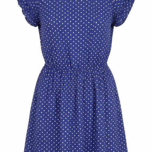 Divided by H&M Womens Blue Polka Dot Viscose A-Line Size 8 Scoop Neck Button