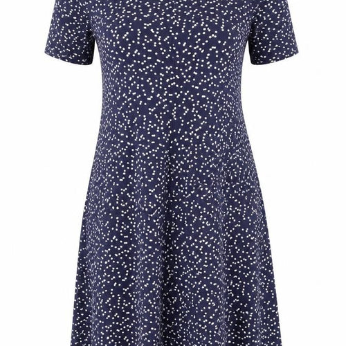 ISSAC MIZRAH Womens Blue Polka Dot Cotton A-Line Size L Boat Neck Pullover