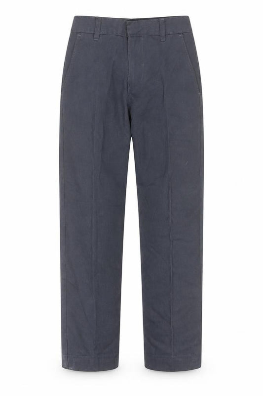 Front view of Marks & Spencer boys’ blue polyester dress pants trousers, size 6-7, years regular zip