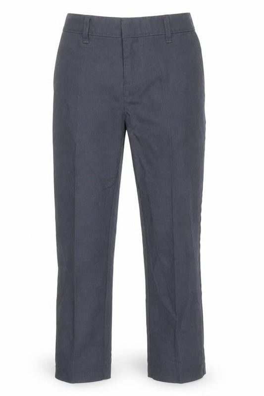 Front view of Marks & Spencer boys’ blue polyester dress pants trousers, size 7-8, years regular zip
