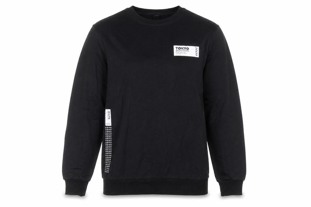 Front view of SHEIN women’s black 100% cotton pullover sweatshirt, size L, pullover