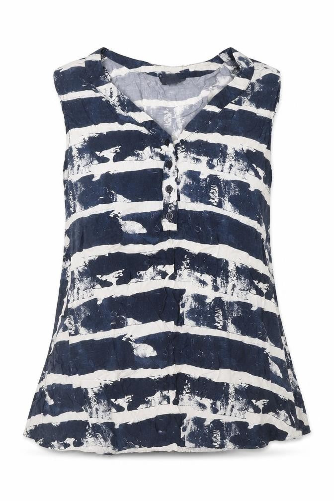 Topshop Womens Blue Geometric Polyester Basic Blouse Size 10 V-Neck