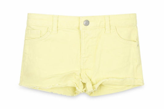 Denim & Co. Girls Yellow Cotton Hot Pants Shorts Size 4-5 Years Regular Zip