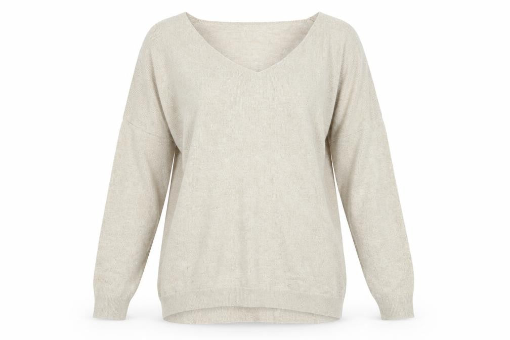 Front view of Pomodoro women’s gold scoop neck viscose jumper, size UK 10