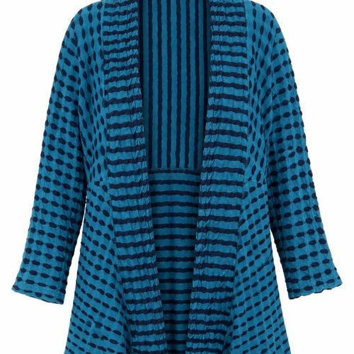 Adini Womens Blue V-Neck Geometric Cotton Cardigan Jumper Size S