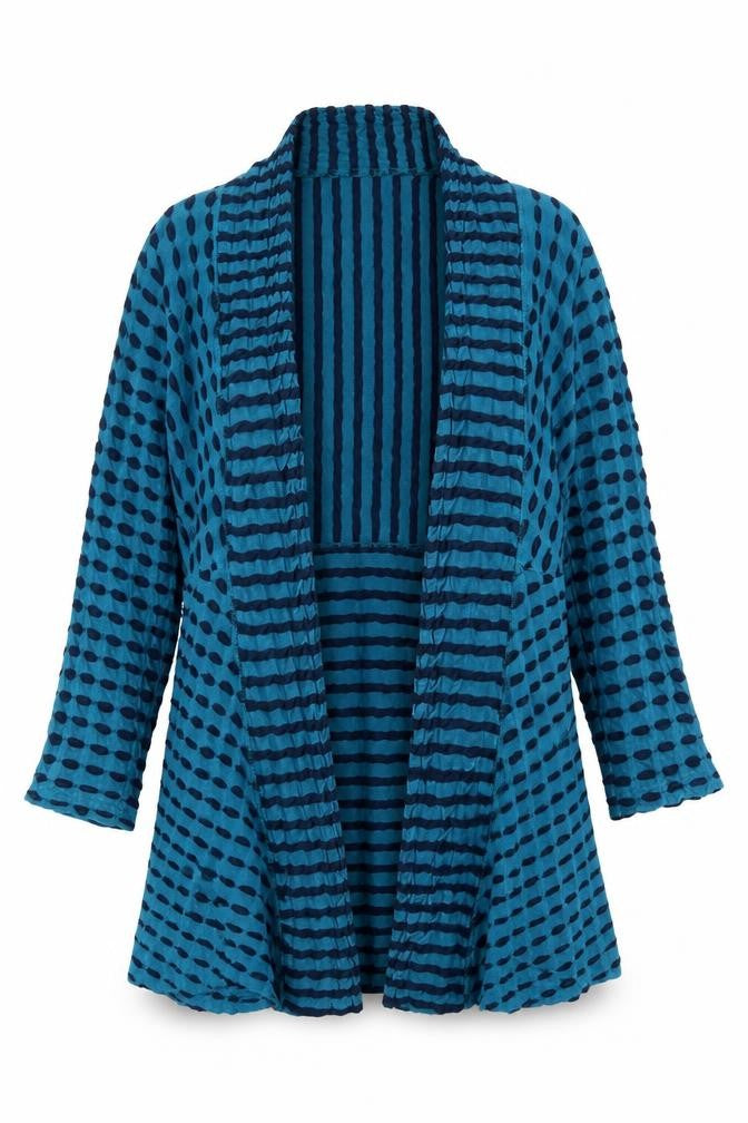 Adini Womens Blue V-Neck Geometric Cotton Cardigan Jumper Size S