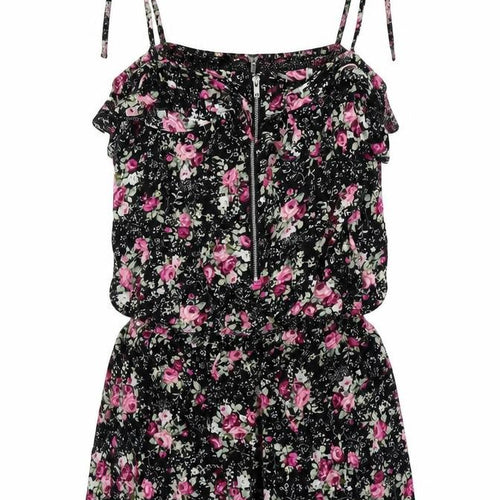 Stella Womens Black Floral Viscose Playsuit One-Piece Size M Zip