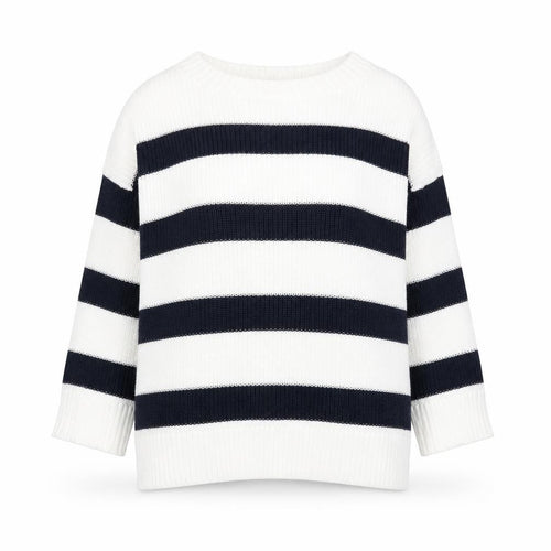 Soyaconcept Womens White Boat Neck Striped Acrylic Pullover Jumper Size XS