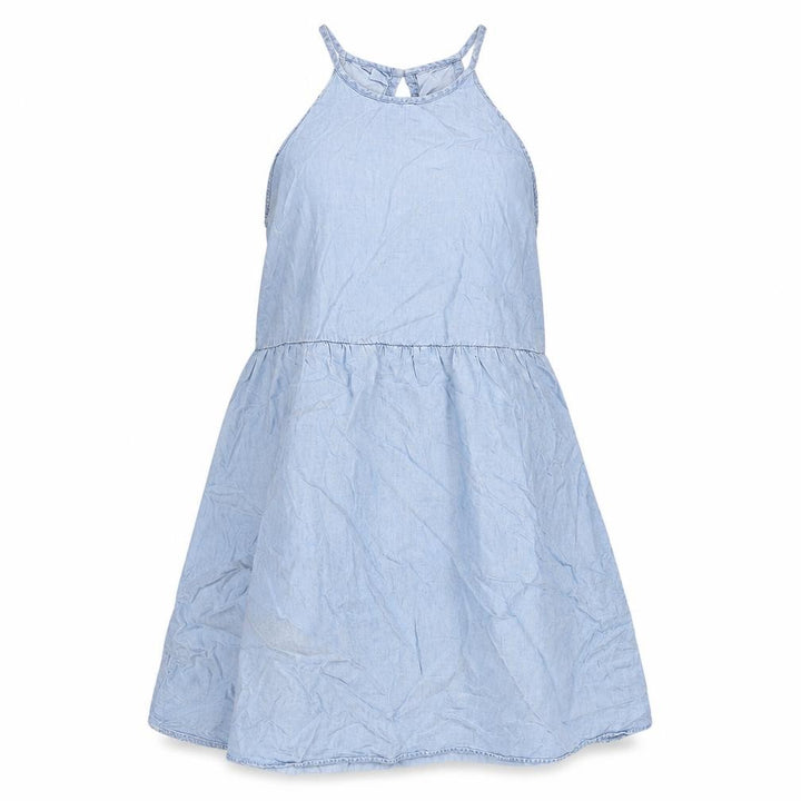 Mango Womens Blue Lyocell Fit & Flare Size M Round Neck Button