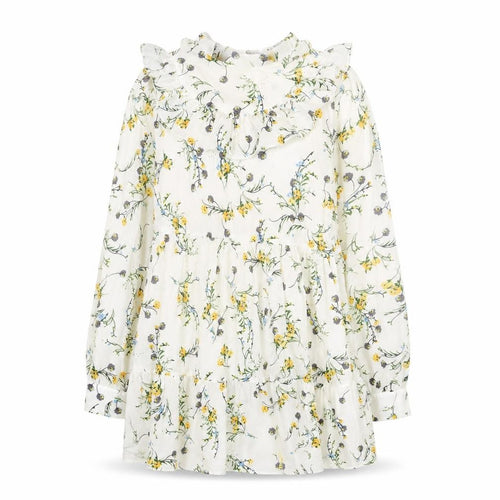 Nasty Gal Womens White Floral Polyester Trapeze & Swing Size M Round Neck Zip