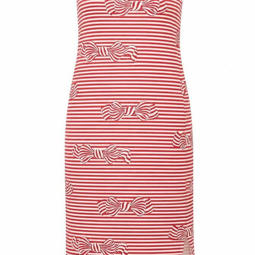 Kate Mack Womens Red Striped Cotton Tank Dress Size 12 Scoop Neck Pullover - Bow Pattern