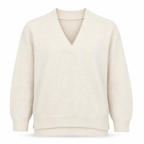 Collection Pimkie Womens Beige V-Neck Acrylic Pullover Jumper Size S