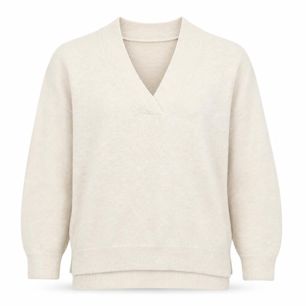 Collection Pimkie Womens Beige V-Neck Acrylic Pullover Jumper Size S