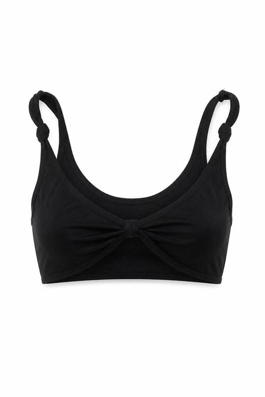 Front view of PRETTYLITTLETHING women’s black polyamide top, size UK 8