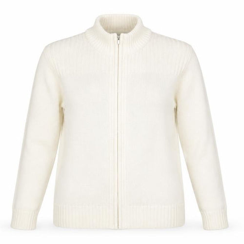 ISLE Womens White Round Neck 100% Cotton Full Zip Jumper Size 18