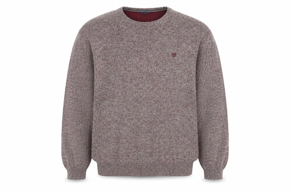 Front view of Easy men’s red round neck acrylic jumper, size 2XL