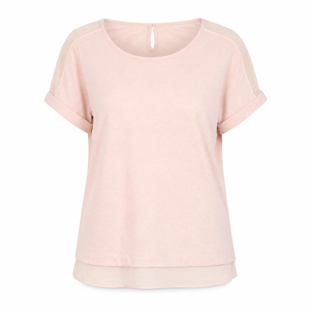 Front view of RJR.John Rocha women’s pink polyester basic t-shirt, size UK 12, round neck