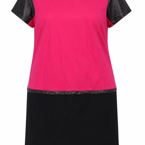 Autograph Womens Pink Colourblock Viscose A-Line Size 14 Round Neck Zip