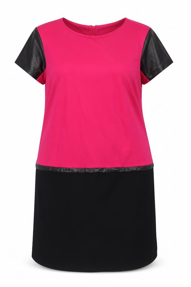Autograph Womens Pink Colourblock Viscose A-Line Size 14 Round Neck Zip