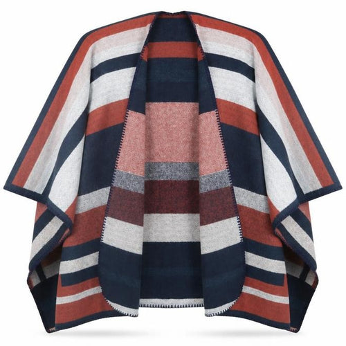 Preworn Womens Multicoloured V-Neck Striped Acrylic Cape Jumper One Size