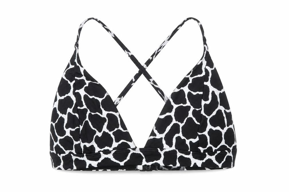 Front view of Marks & Spencer women’s black geometric polyamide one piece, size UK 22