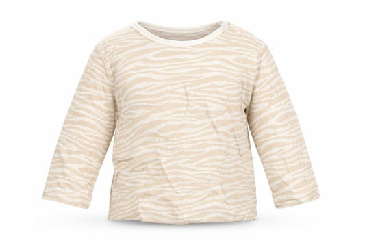 Front view of George girls’ brown animal print 100% cotton basic t-shirt, size 6-9, months round neck pullover