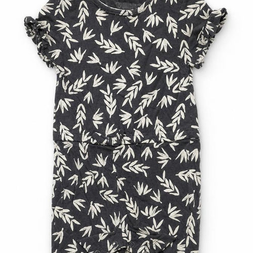 Primark Girls Grey Geometric Polyester Romper One-Piece Size 6-9 Months Snap