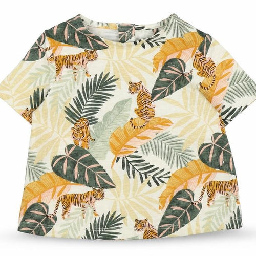 TU Girls Multicoloured Geometric 100% Cotton Basic T-Shirt Size 6-9 Months Round Neck Snap