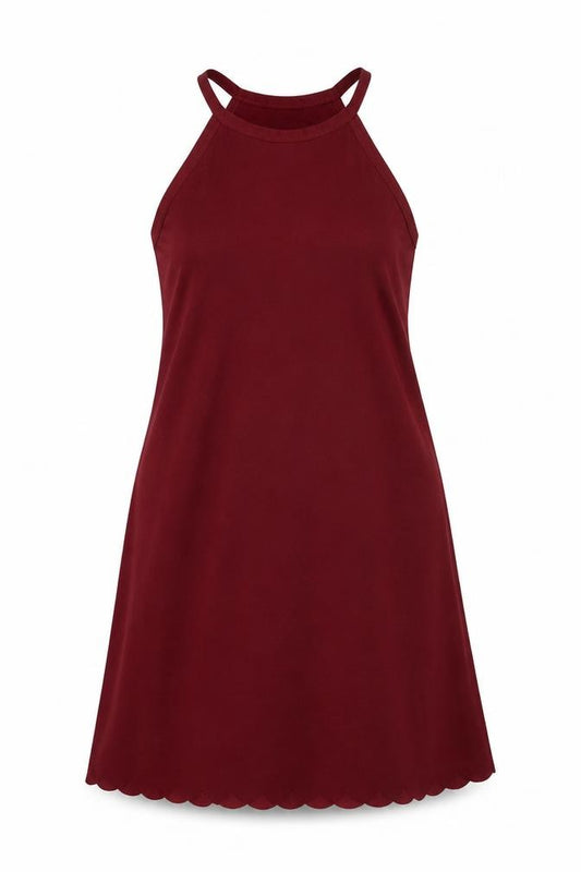 Front view of Select women’s red polyester a-line, size UK 10, round neck pullover