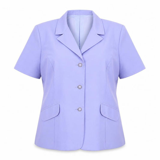 Front view of Victoria Taylor women’s blue polyester jacket suit jacket, size UK 18