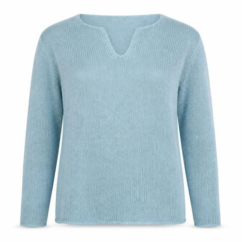For Women Womens Blue V-Neck Acrylic Pullover Jumper Size 12