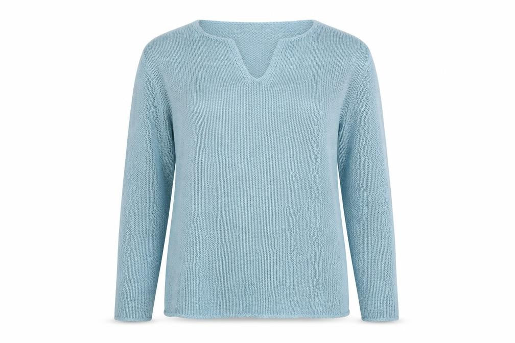 For Women Womens Blue V-Neck Acrylic Pullover Jumper Size 12