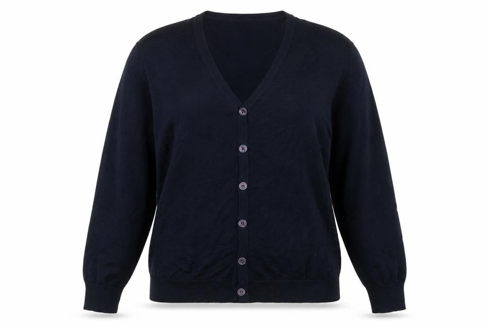 Back Point Womens Blue V-Neck Acrylic Cardigan Jumper Size L
