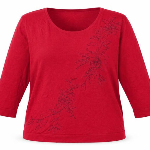 Tigi Wear Womens Red Roll Neck Floral Viscose Pullover Jumper Size 18