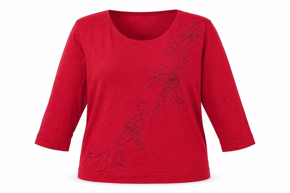 Tigi Wear Womens Red Roll Neck Floral Viscose Pullover Jumper Size 18