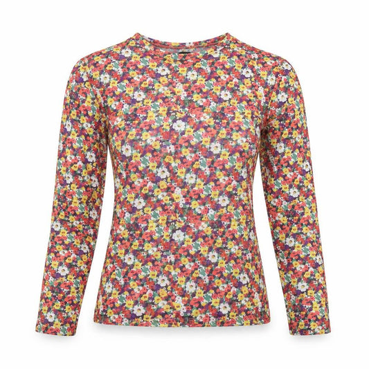 Front view of Pull&Bear women’s multicoloured floral polyester basic blouse, size M, scoop neck