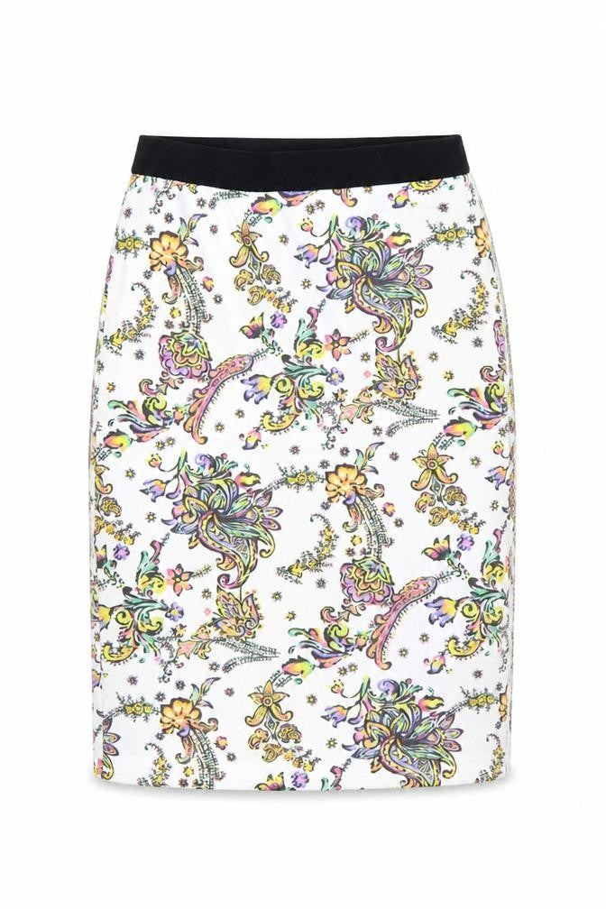 Front view of Zara women’s white floral polyamide skort skirt, size S, hook & loop