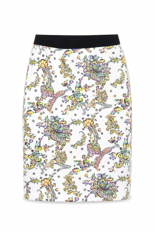 Front view of Zara women’s white floral polyamide skort skirt, size S, hook & loop
