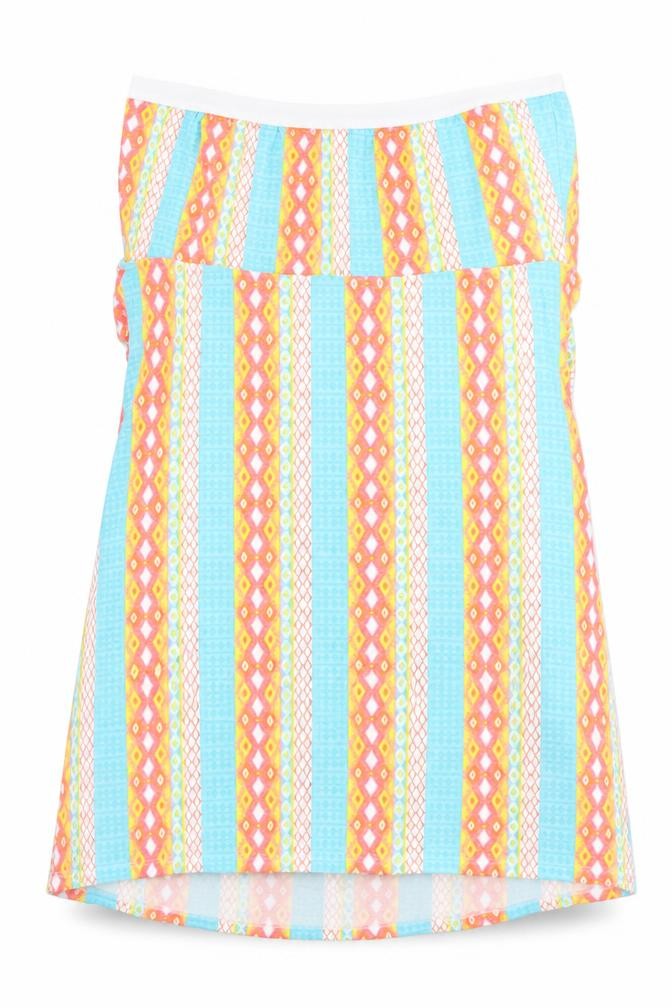 Preworn Womens Multicoloured Geometric Cotton Straight & Pencil Skirt Size 18 Hook & Loop
