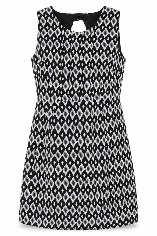 Sugarhill Boutique Womens Black Geometric Polyester A-Line Size XL Round Neck Zip