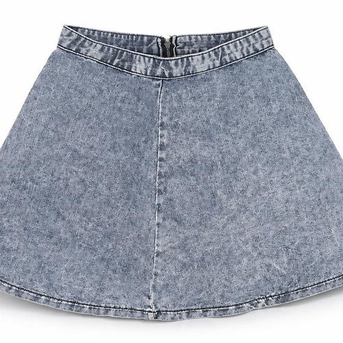 Topshop Womens Blue Cotton Mini Skirt Size 8 Zip