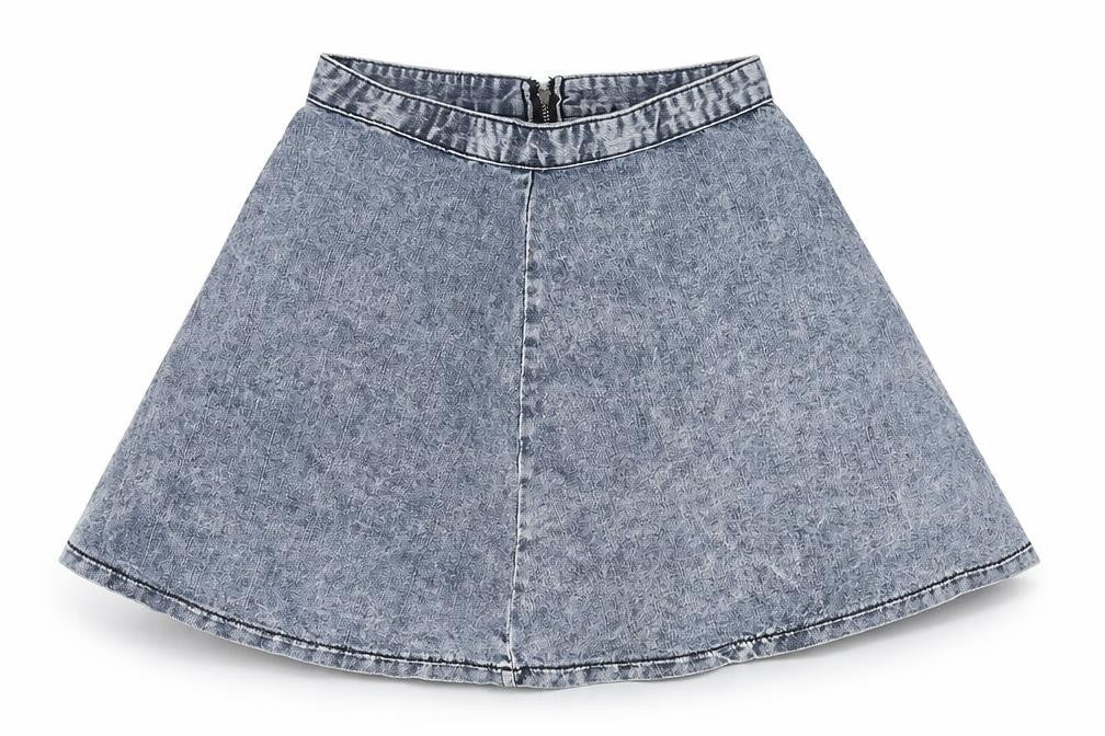 Topshop Womens Blue Cotton Mini Skirt Size 8 Zip