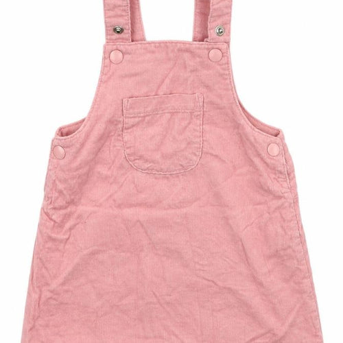 TU Girls Pink Cotton Skater Dress Size 3-6 Months Square Neck Snap