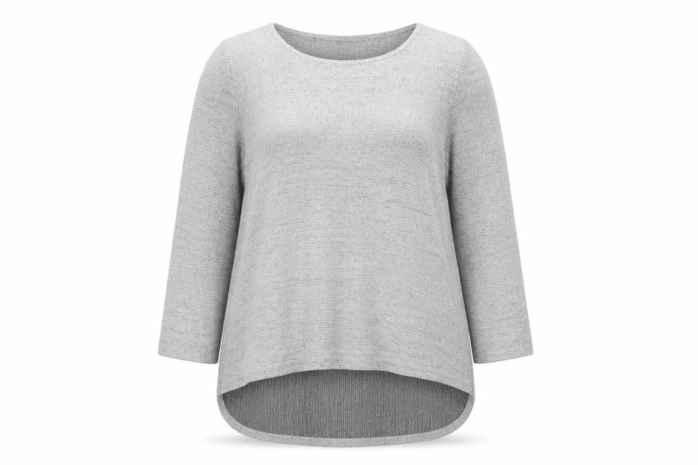 Front view of Tu women’s grey round neck viscose jumper, size UK 14