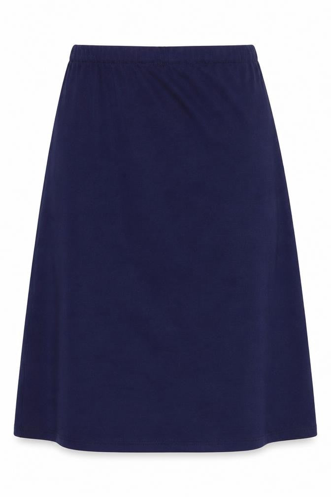 Front view of Preworn women’s blue polyester a-line skirt one size