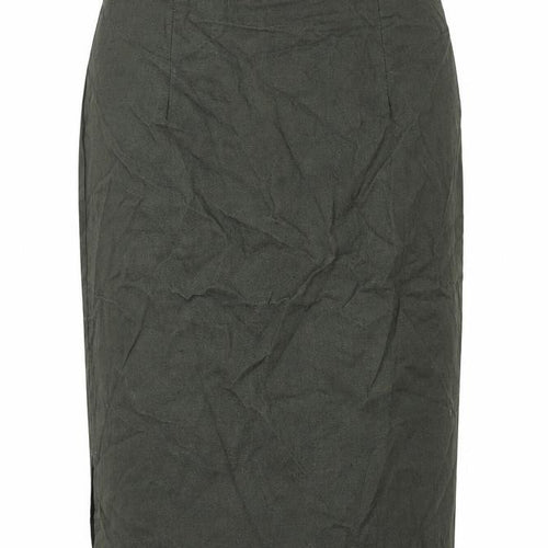 Preworn Womens Green Elastane Straight & Pencil Skirt Size 14 Zip
