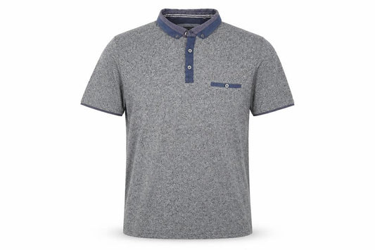 Front view of Authentic men’s grey cotton polo, size L, collared pullover